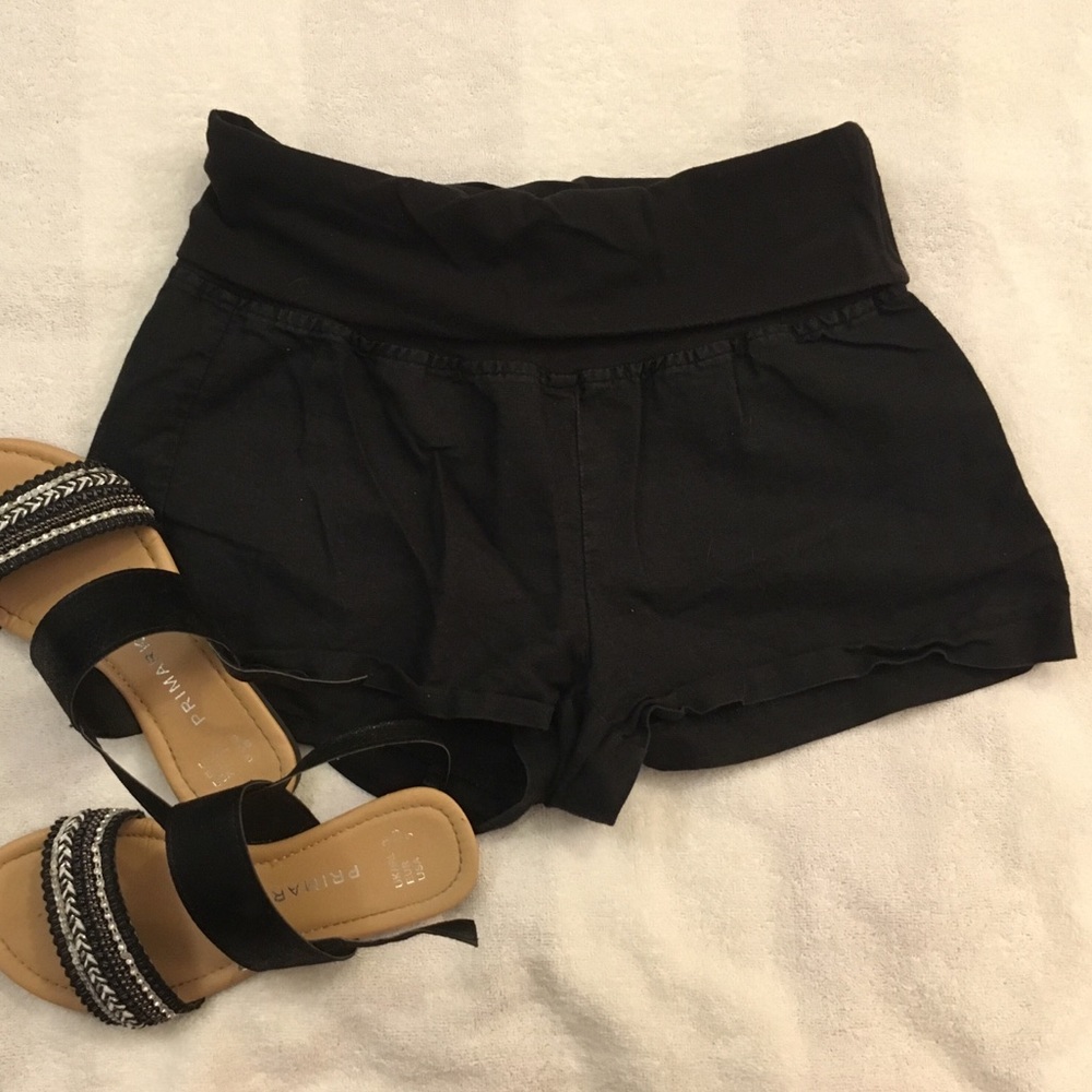 Forever21 black linen shorts size small
